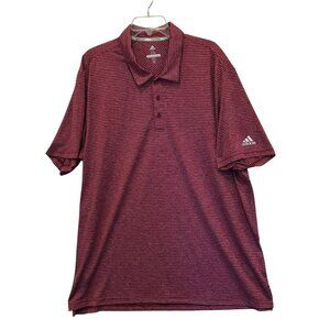 NWT adidas Men's 3-Button Striped Golf Polo Shirt Size XXL in Maroon Activewear